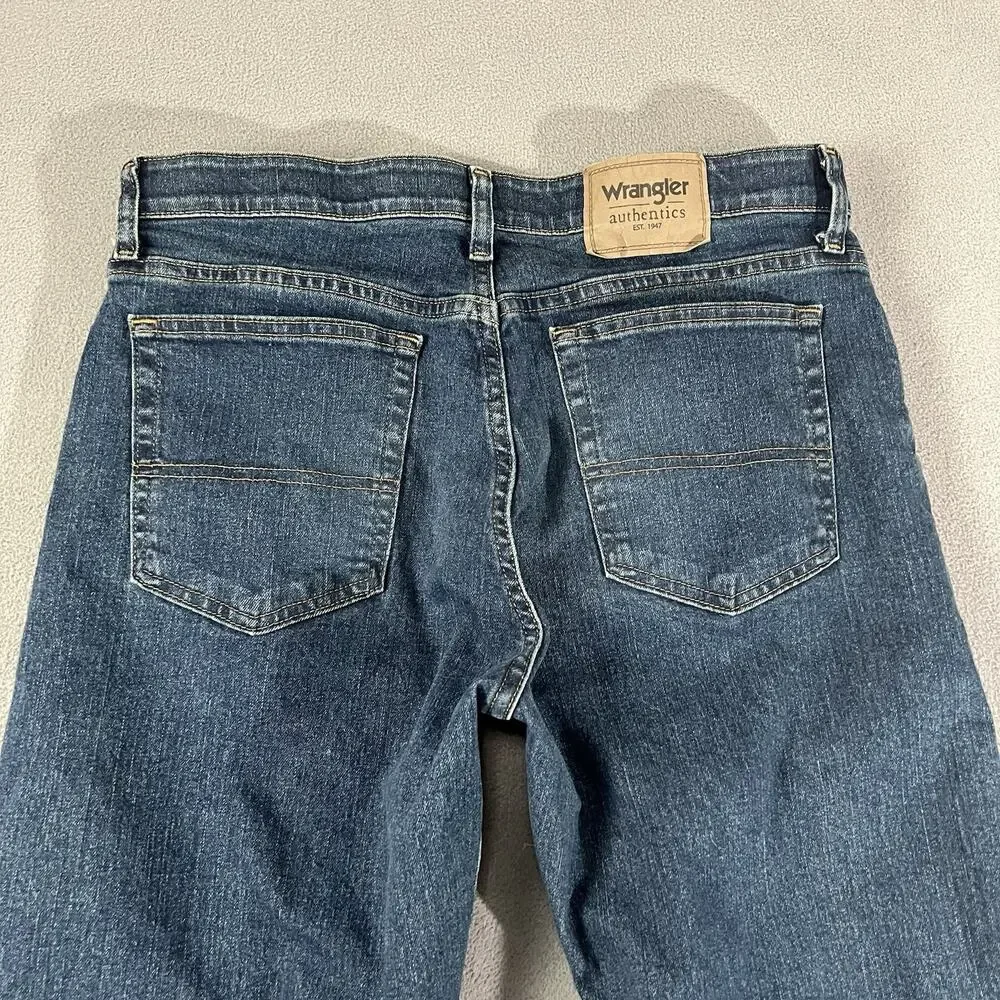 Wrangler Jeans Mens 33X30 Blue Flex Waist Straight Leg Denim Workwear